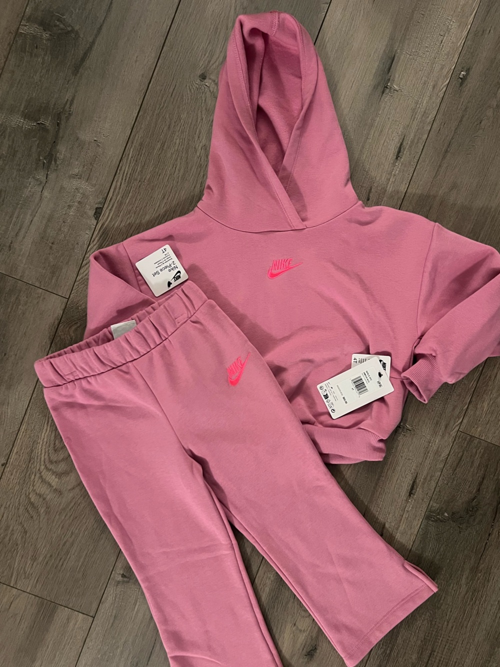 Nike Kids Pink Jogger Set with Hot Pink Logos